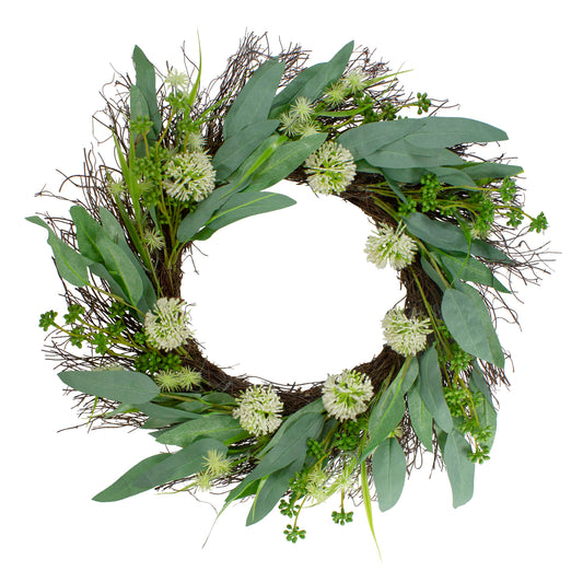 Olive Leaf & Floral Twig Spring Wreath 23"