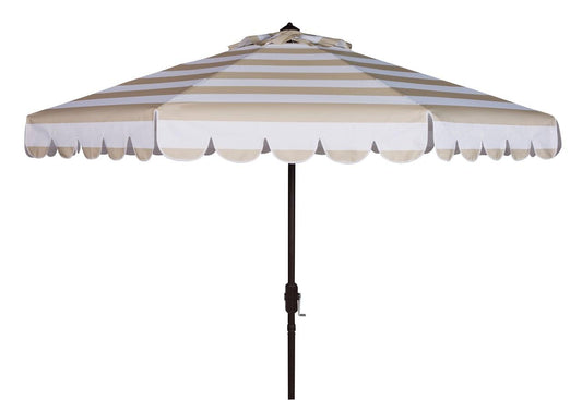 Maui Single Scallop Striped Crank Push Button Tilt Umbrella