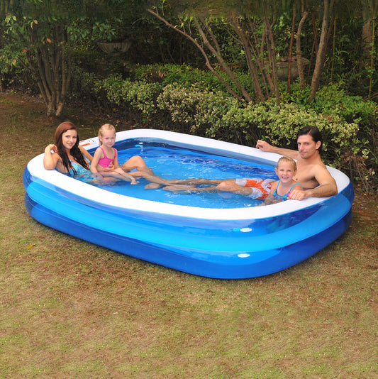 6.5' Blue and White Inflatable Rectangular Swimming Pool