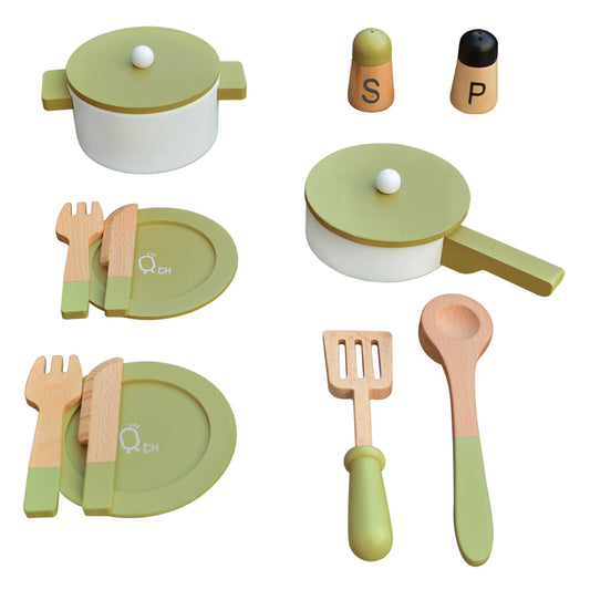 Teamson Kids - Little Chef Frankfurt Wooden Cookware Play Kitchen Accessories