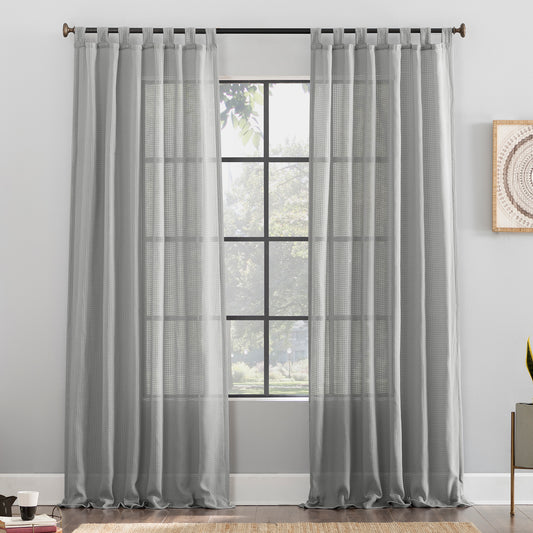 Waffle Weave Cotton Blend Tab Top Curtain