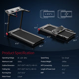 3.75 Horsepower Folding Treadmill Electric Running Machine with Bluetooth APP Self-standing