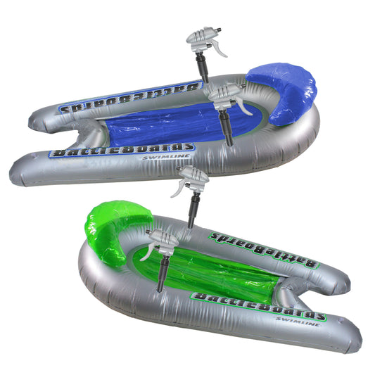 Set of 2 Green and Blue Water Sport Inflatable Battle Board Swimming Pool Squirters - 53"
