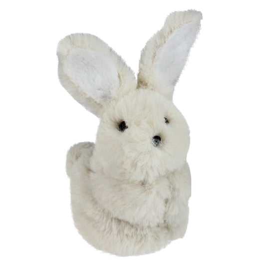 White Plush Standing Easter Bunny Tabletop Figurine, 4.75"
