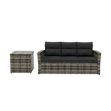 Madore Sofa & Side Table Rattan Seating Group with Cushion