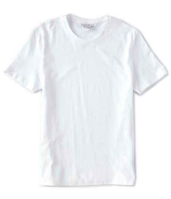  Calvin Klein Short Sleeves Smooth Cotton Solid Crewneck Tee - Brilliant White - Bonton