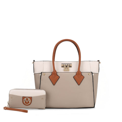 Brynlee Color-Block Tote Bag and Wallet Set