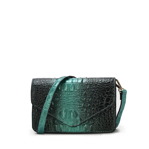 Vanta Croc-Embossed Saddle Bag