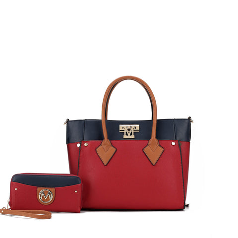 Brynlee Color-Block Tote Bag and Wallet Set