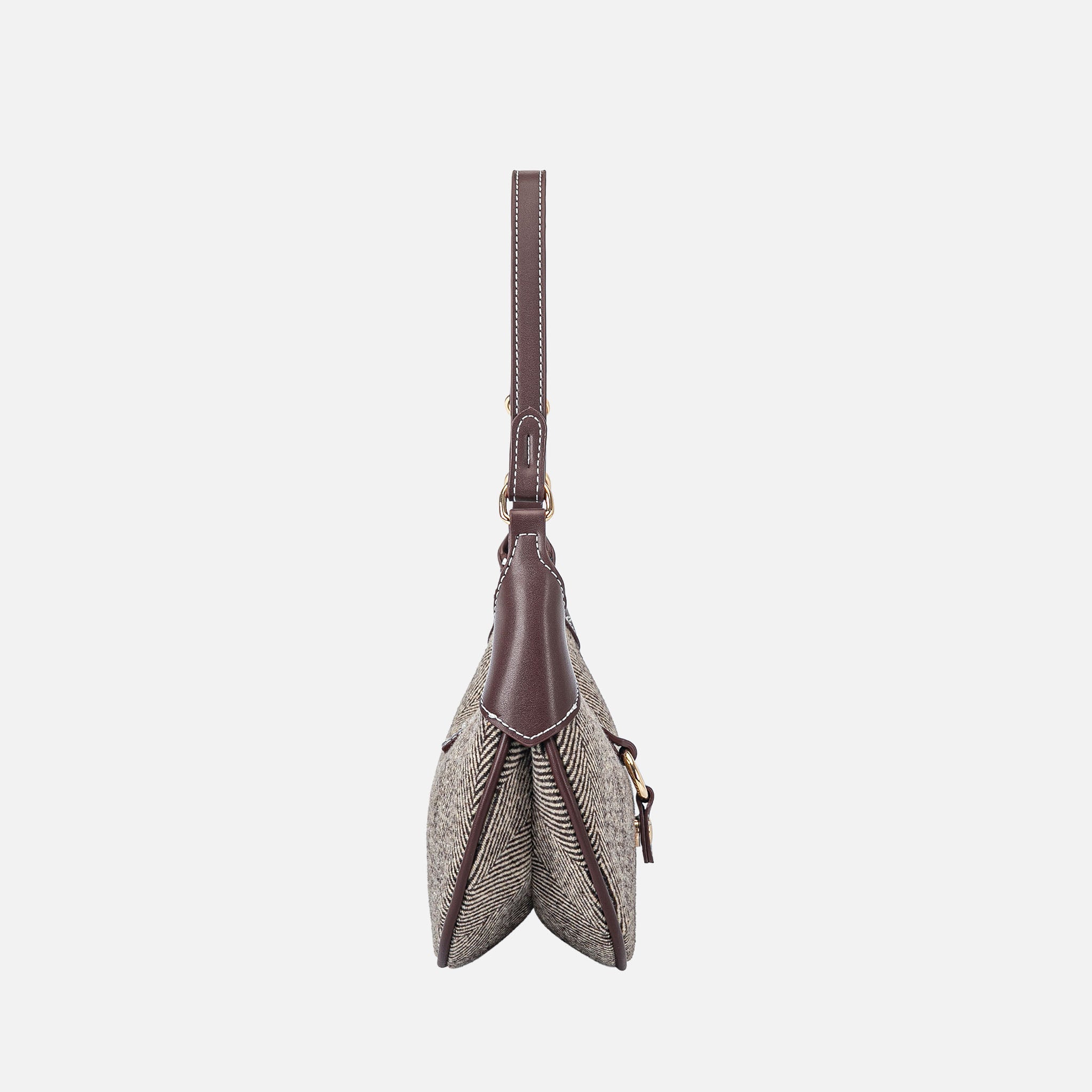  MKF Collection Mire Half Moon Shoulder Bag - Black Herringbone - Bonton