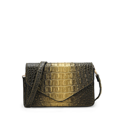 Vanta Croc-Embossed Saddle Bag
