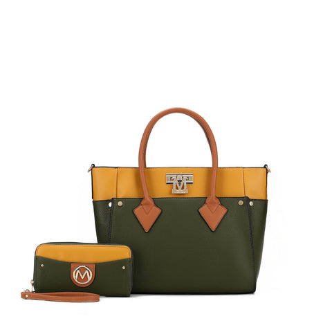 Brynlee Color-Block Tote Bag and Wallet Set