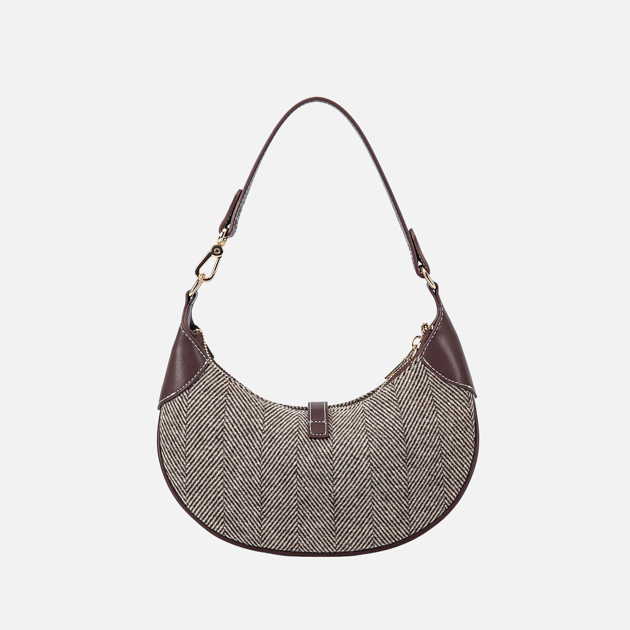  MKF Collection Mire Half Moon Shoulder Bag - Black Herringbone - Bonton