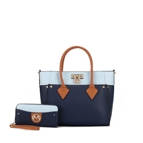 Brynlee Color-Block Tote Bag and Wallet Set