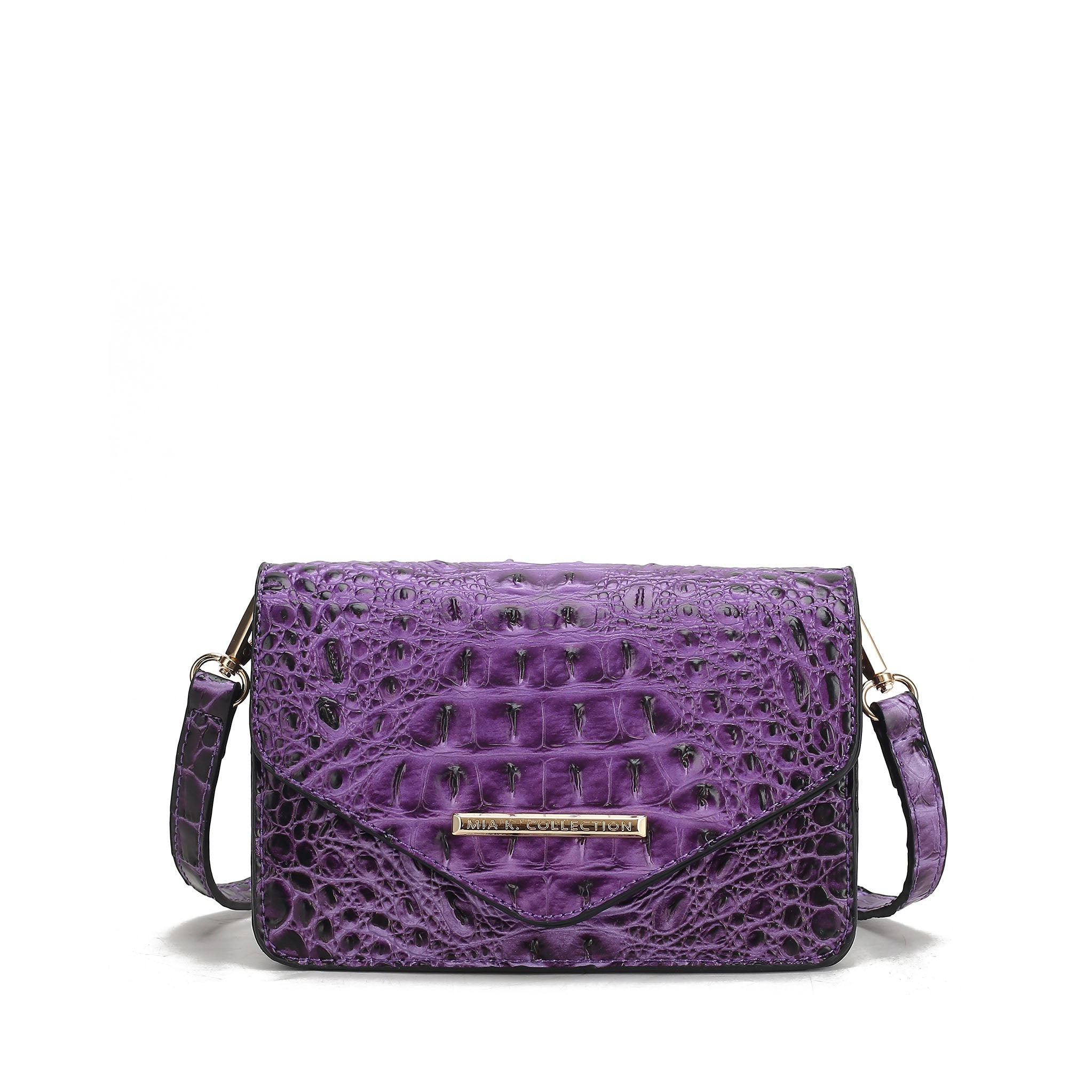  MKF Collection Vanta Solid Croc Saddle Bag - Croco Black - Bonton