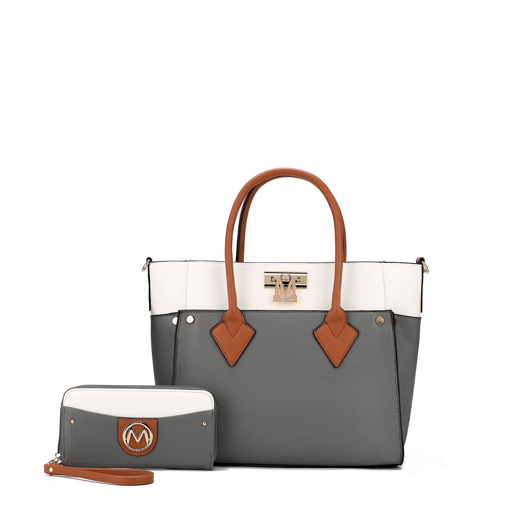  MKF Collection Brynlee Color-Block Tote Bag and Wallet Set - Black - Bonton