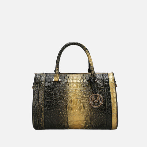 Usal Croc-Embossed Satchel Bag