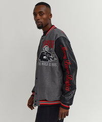 Scarface the World Varsity Jacket - Black and Grey