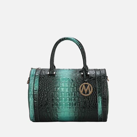 Usal Croc-Embossed Satchel Bag