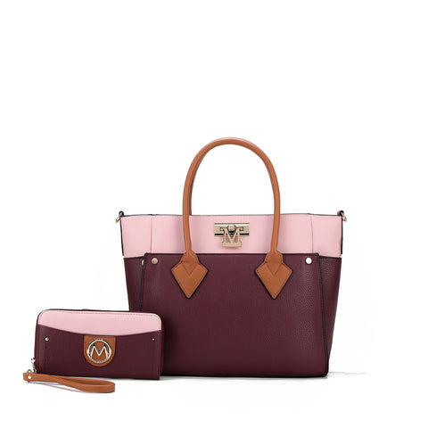 Brynlee Color-Block Tote Bag and Wallet Set