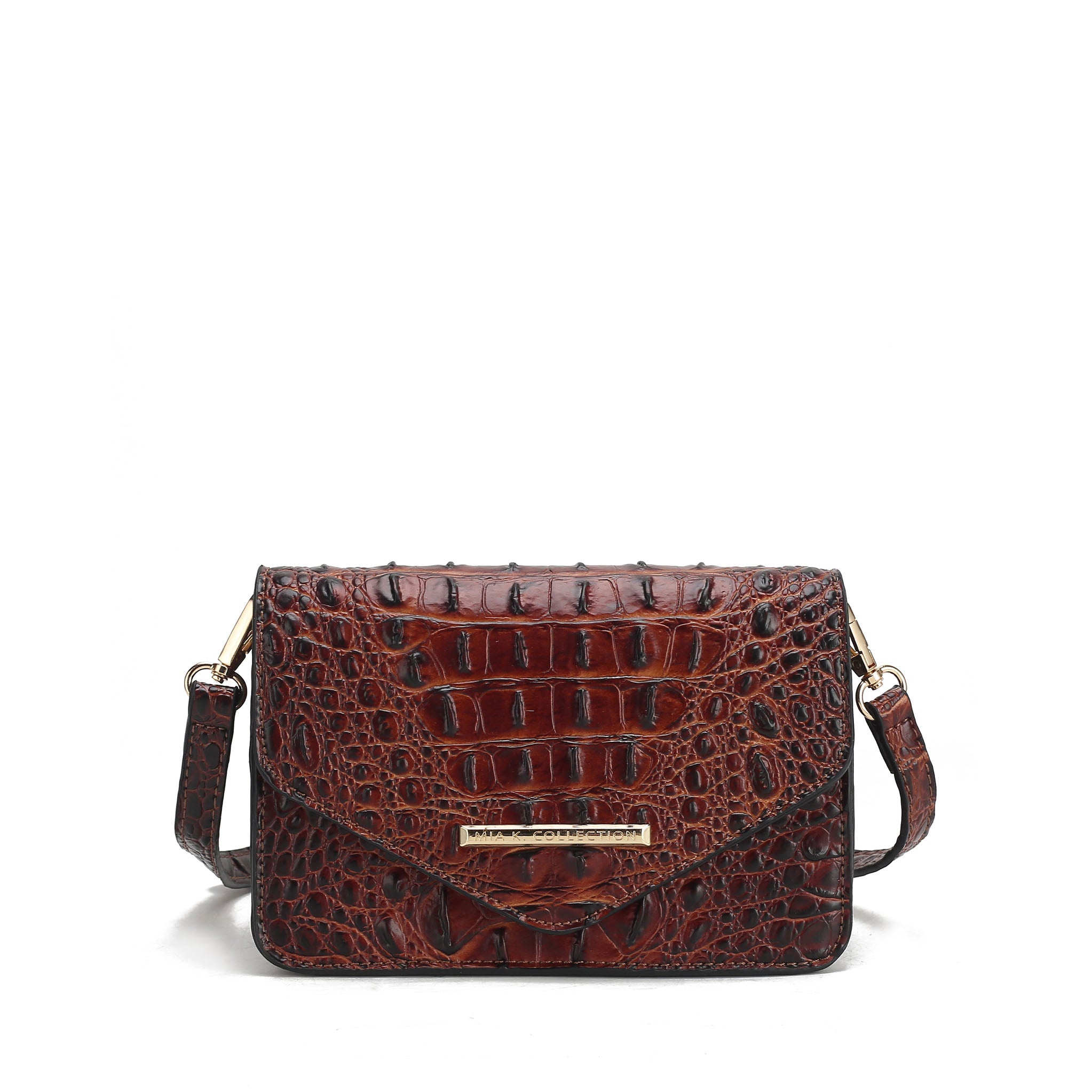  MKF Collection Vanta Solid Croc Saddle Bag - Croco Black - Bonton