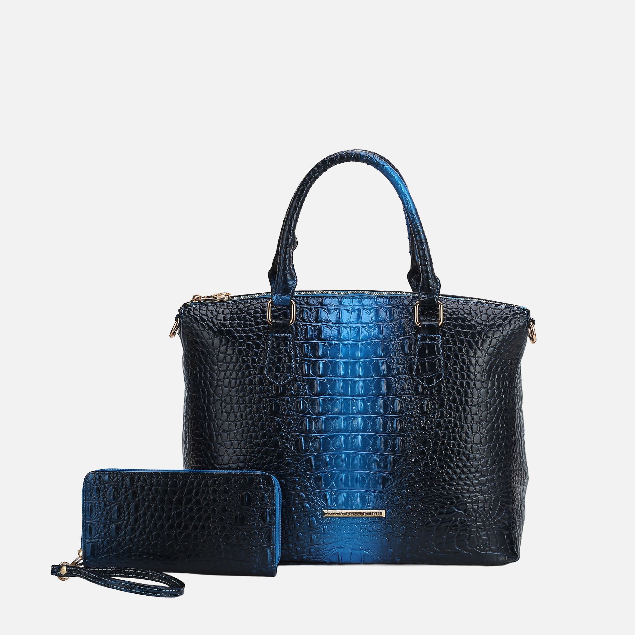  MKF Collection Liora Croc-Embossed Tote Bag and Set - Croco Navy - Bonton