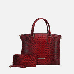 Liora Croc Embossed Tote Bag and Set