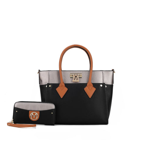 Brynlee Color-Block Tote Bag and Wallet Set