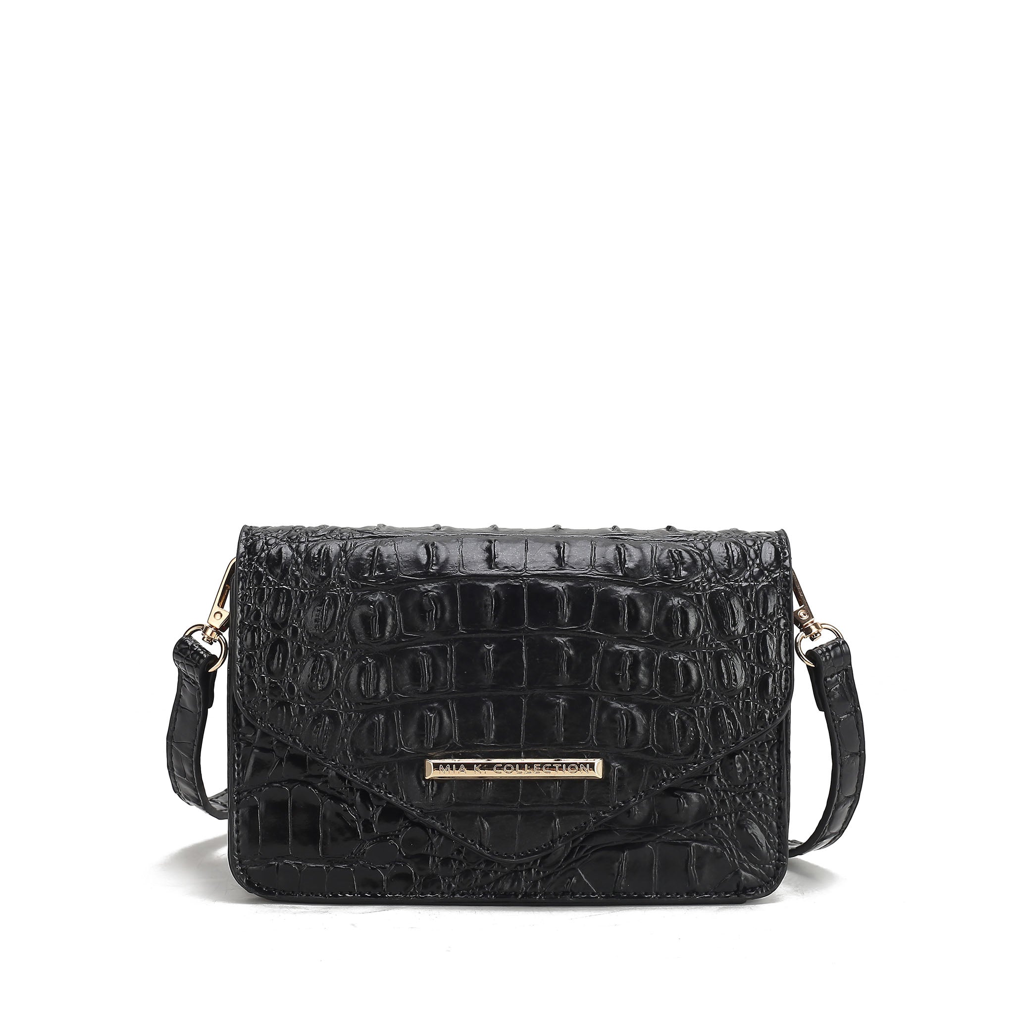  MKF Collection Vanta Solid Croc Saddle Bag - Croco Black - Bonton