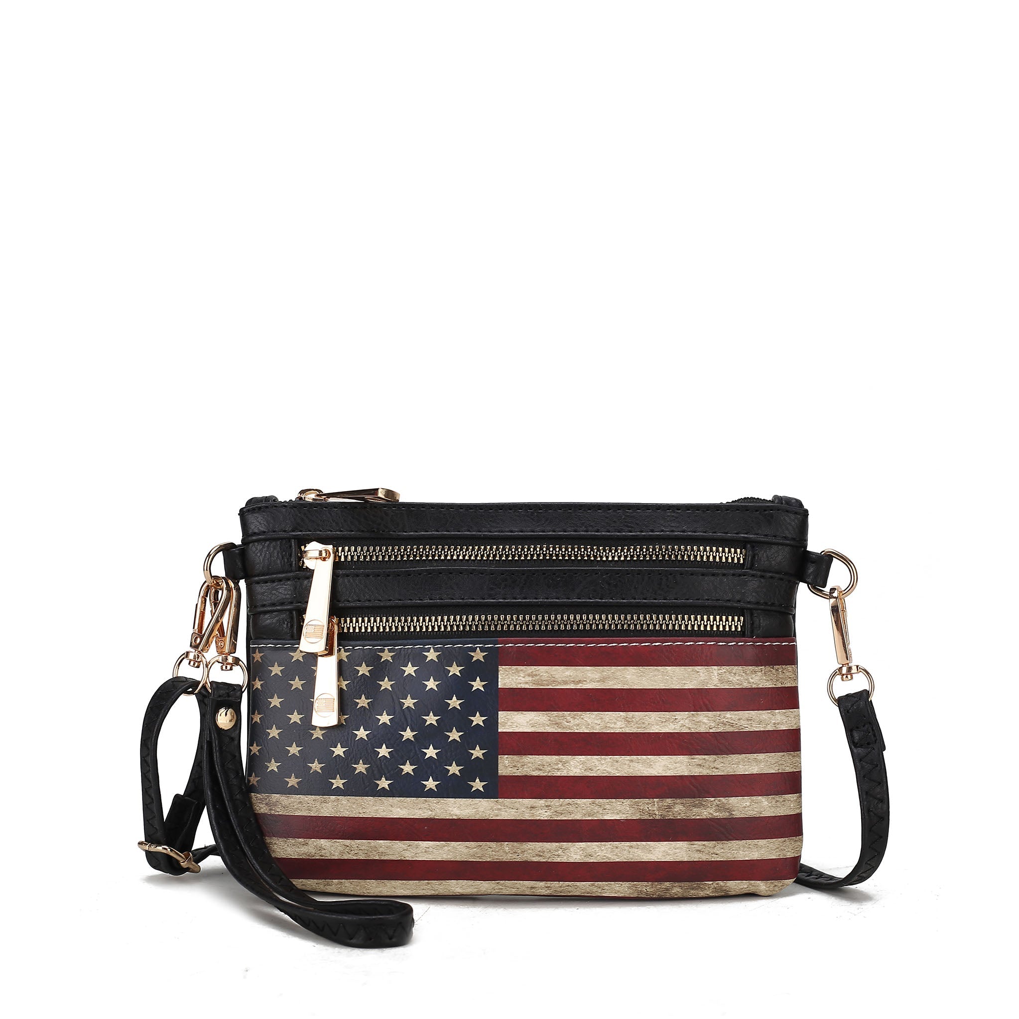  MKF Collection Alisson Printed Flag Crossbody Bag - Black - Bonton