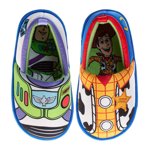 Disney Toy Story Boys Slippers  Woody & Buzz Plush Warm Soft Aline Comfy Lightweight House Shoes (5-10 Toddler)