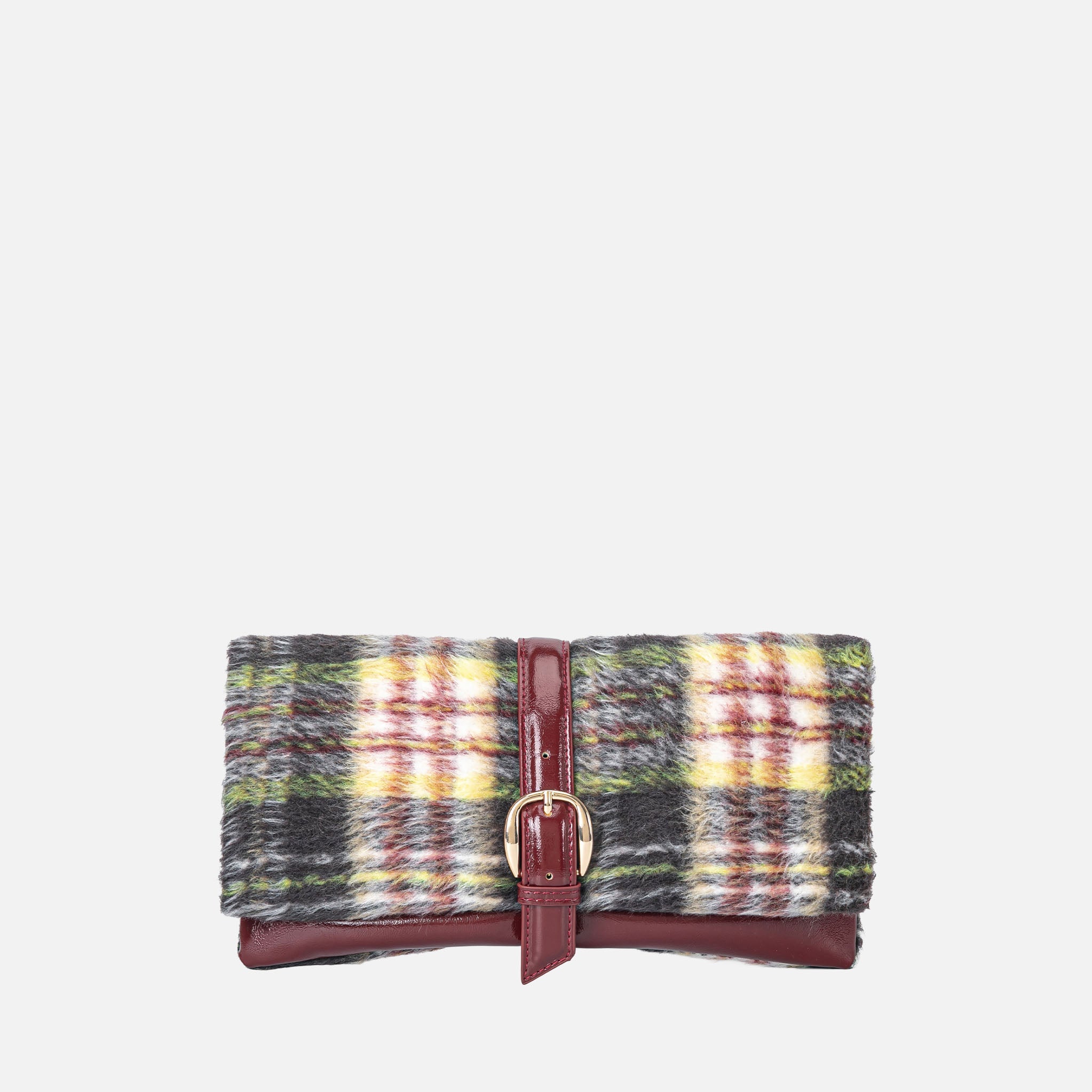  MKF Collection Koumei Faux Fur Clutch - Chestnut Check - Bonton