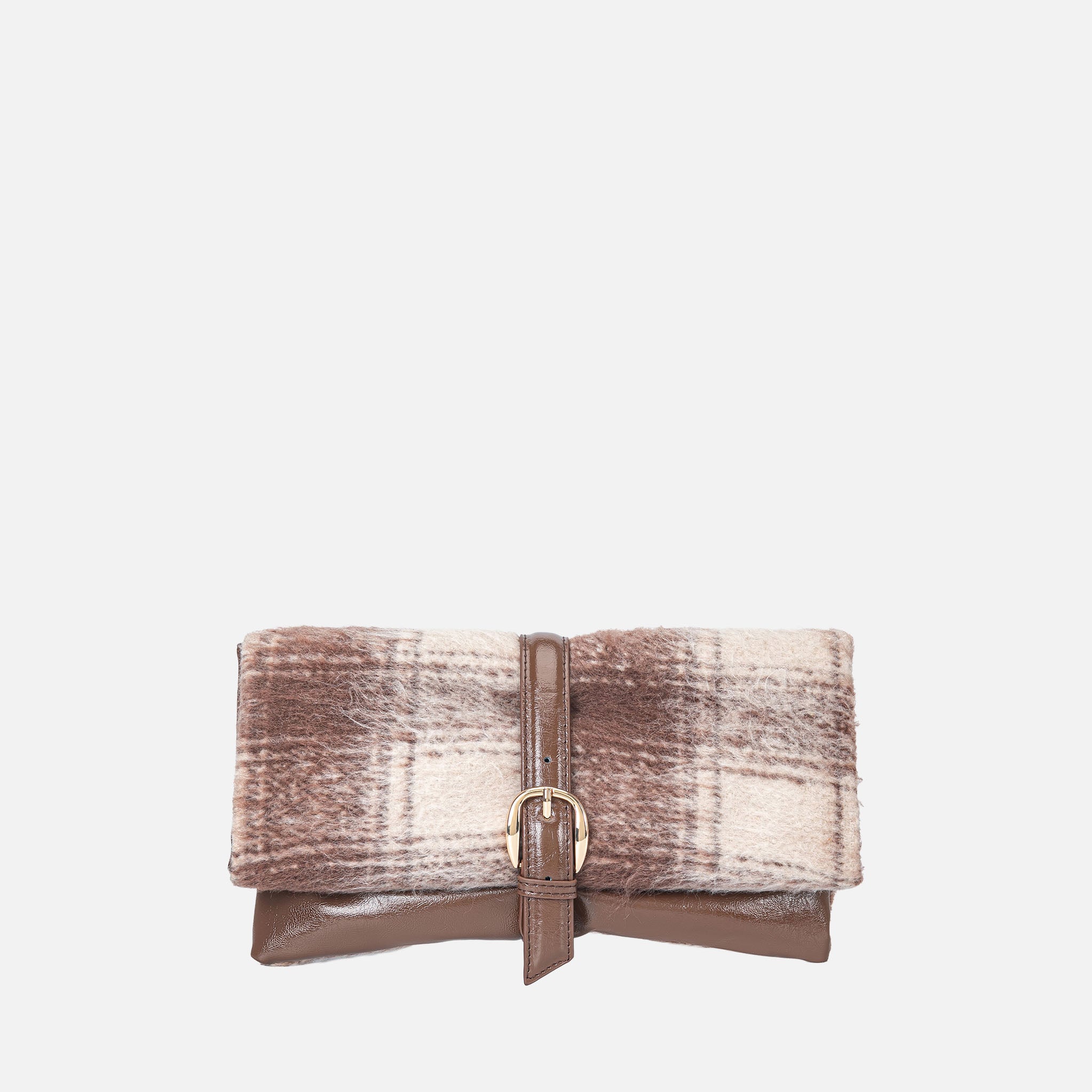  MKF Collection Koumei Faux Fur Clutch - Chestnut Check - Bonton