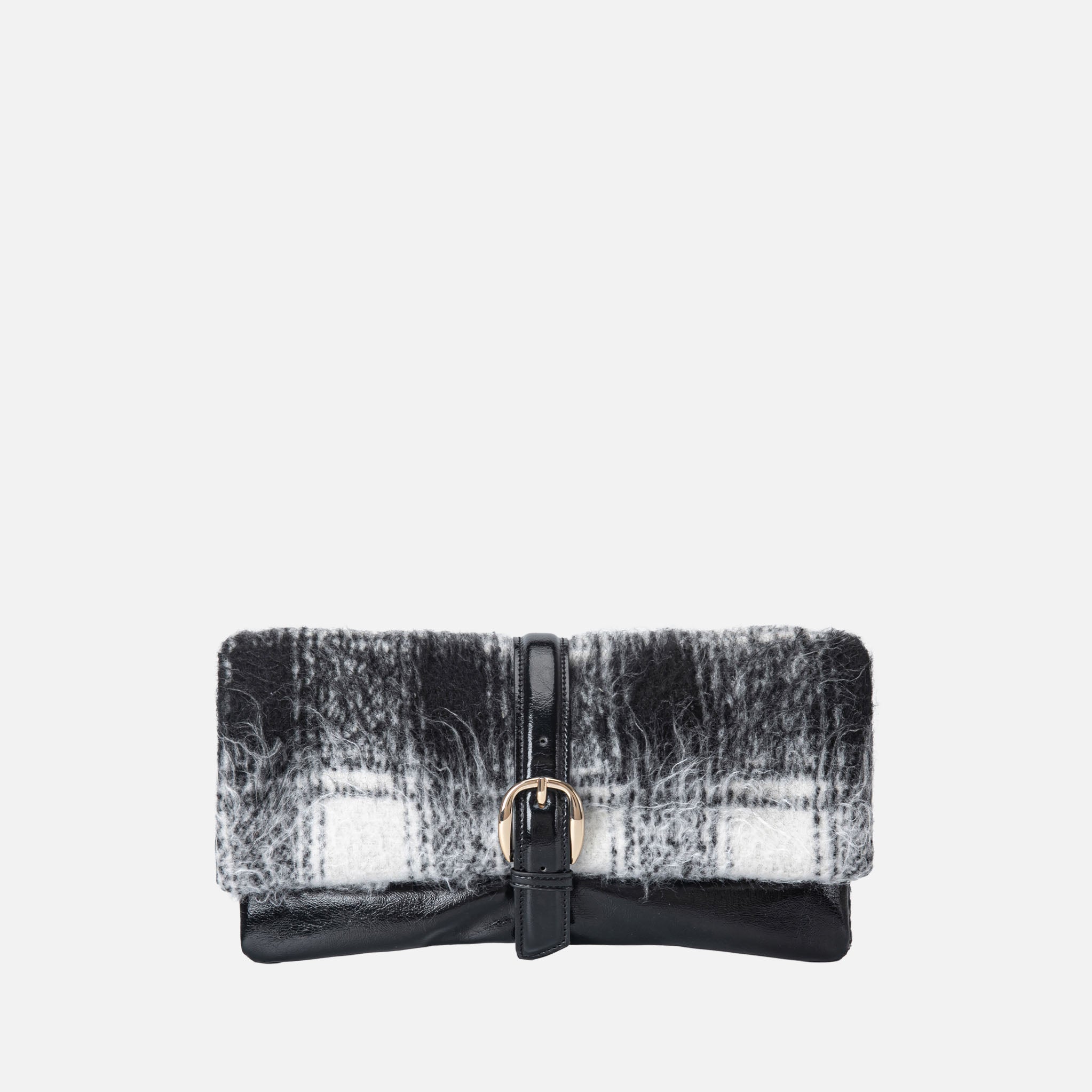 MKF Collection Koumei Faux Fur Clutch - Chestnut Check - Bonton