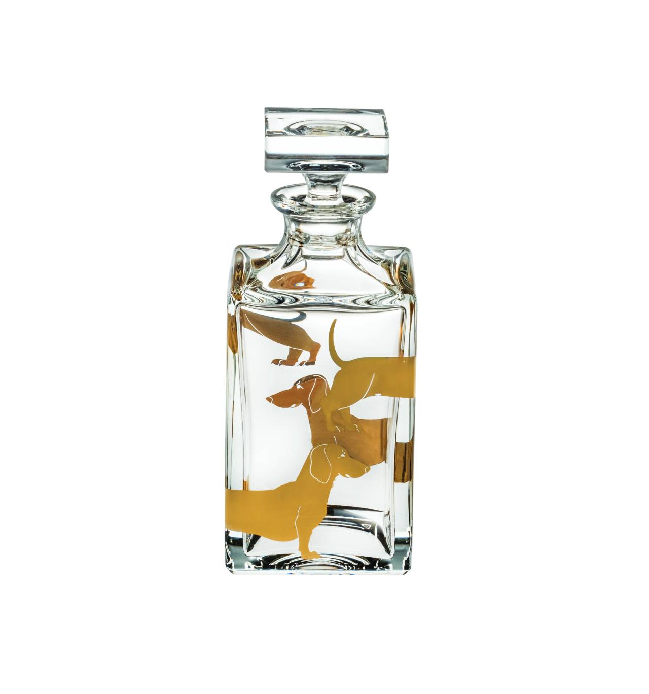  Vista Alegre Dacshund Whisky Decanter - Clear/Gold - Bonton