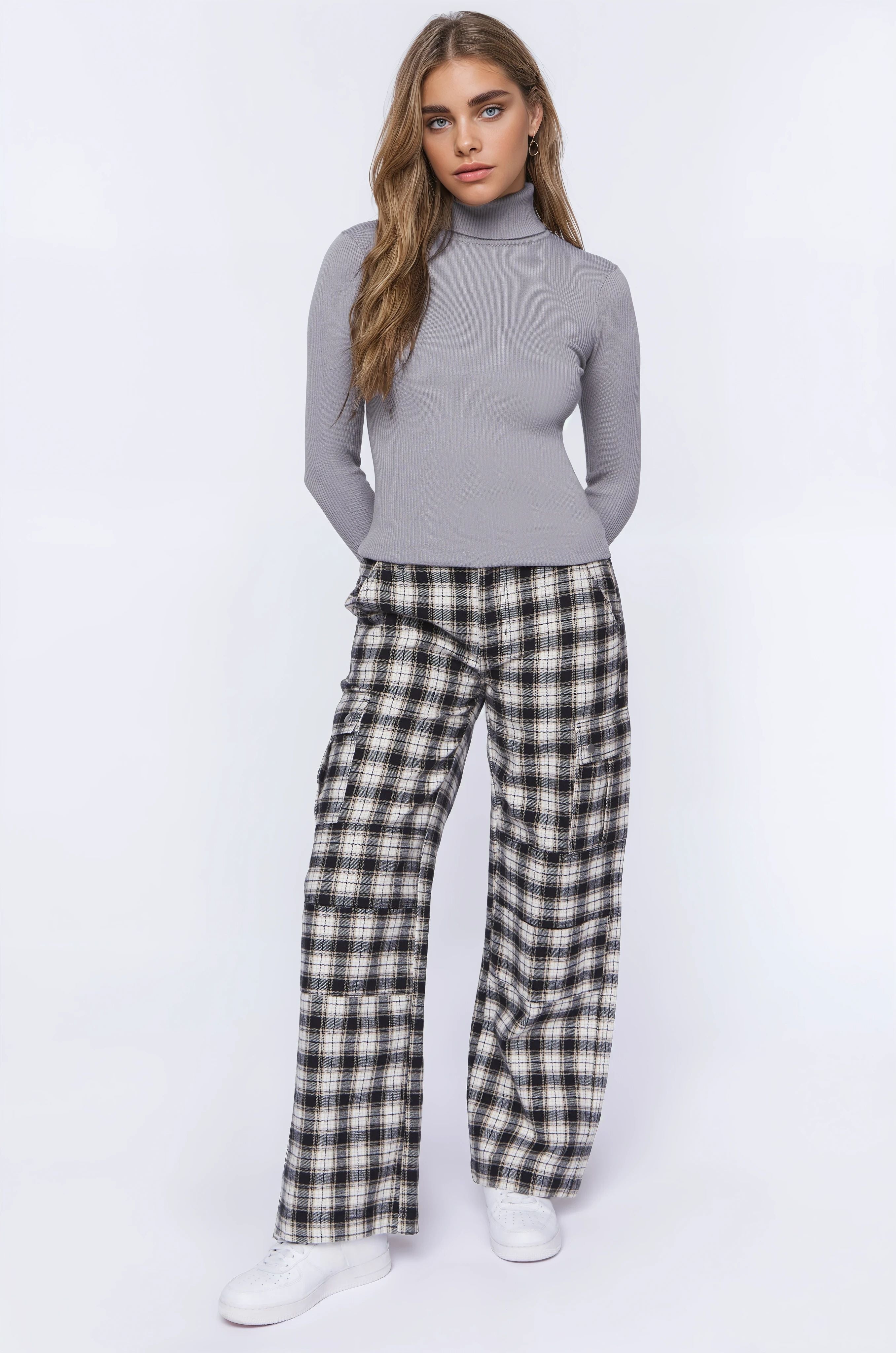  Forever 21 Ribbed Turtleneck Sweater-Knit Top - grey - Bonton