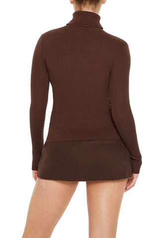 Ribbed Turtleneck Sweater-Knit Top
