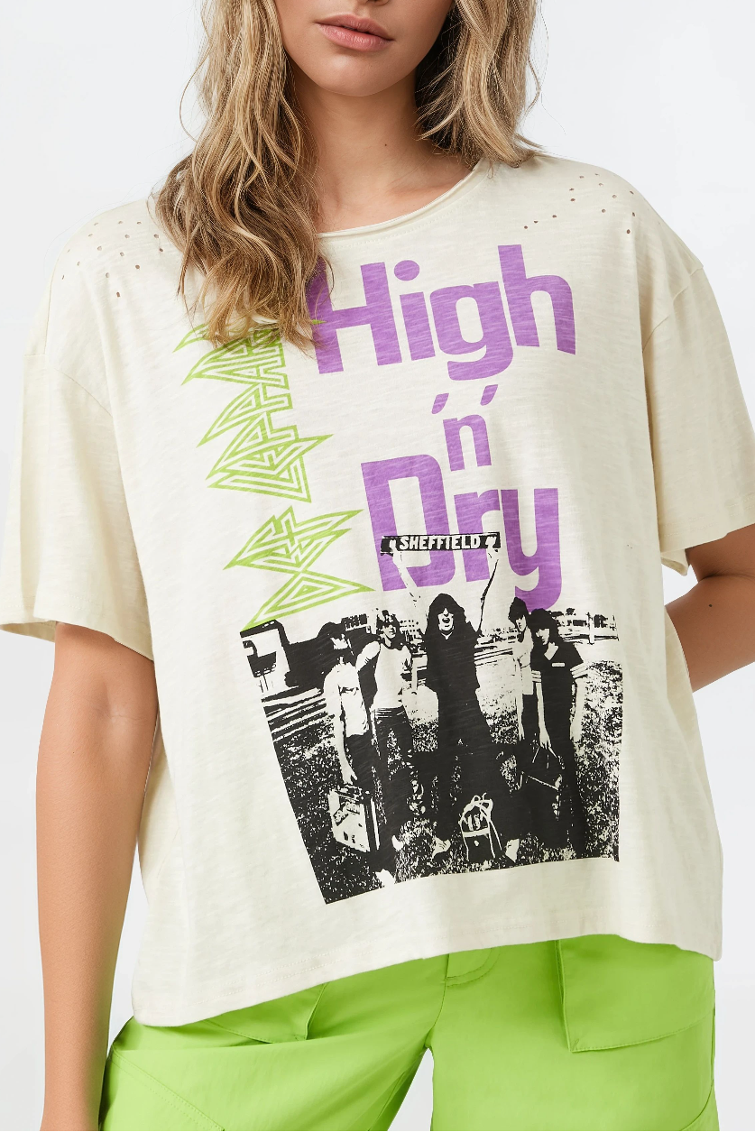  Forever 21 Def Leppard High N Dry Graphic Tee - taupe multi - Bonton