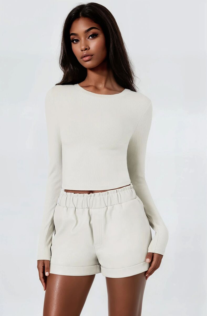  Forever 21 Faux Leather High-Waist Shorts - silver - Bonton