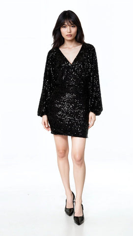 Sequin Surplice Mini Dress