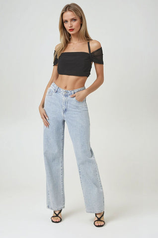Mesh Off-the-Shoulder Crop Top