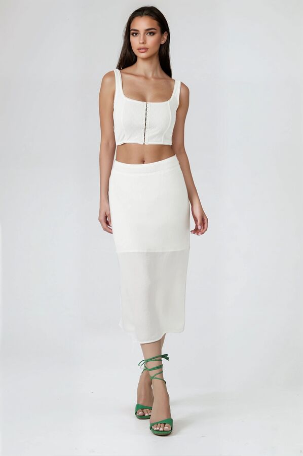  Forever 21 Hook-and-Eye Cropped Tank Top - white - Bonton