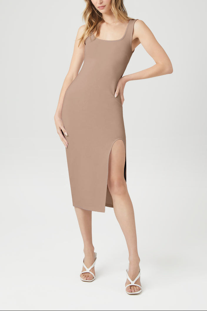  Forever 21 Ponte Knit Midi Tank Dress - cream - Bonton