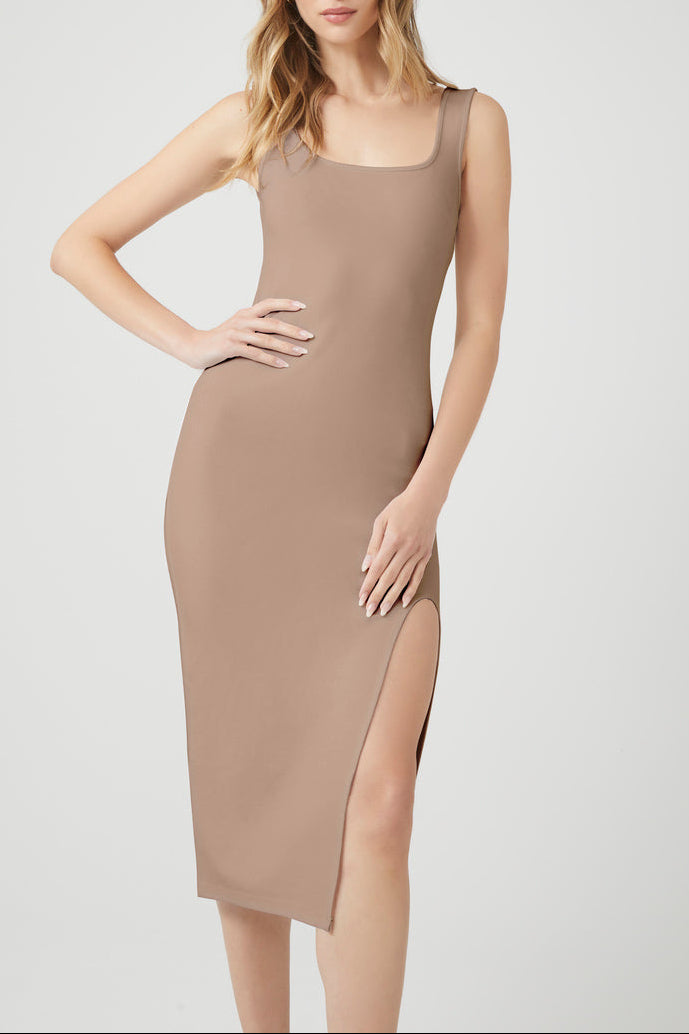  Forever 21 Ponte Knit Midi Tank Dress - cream - Bonton