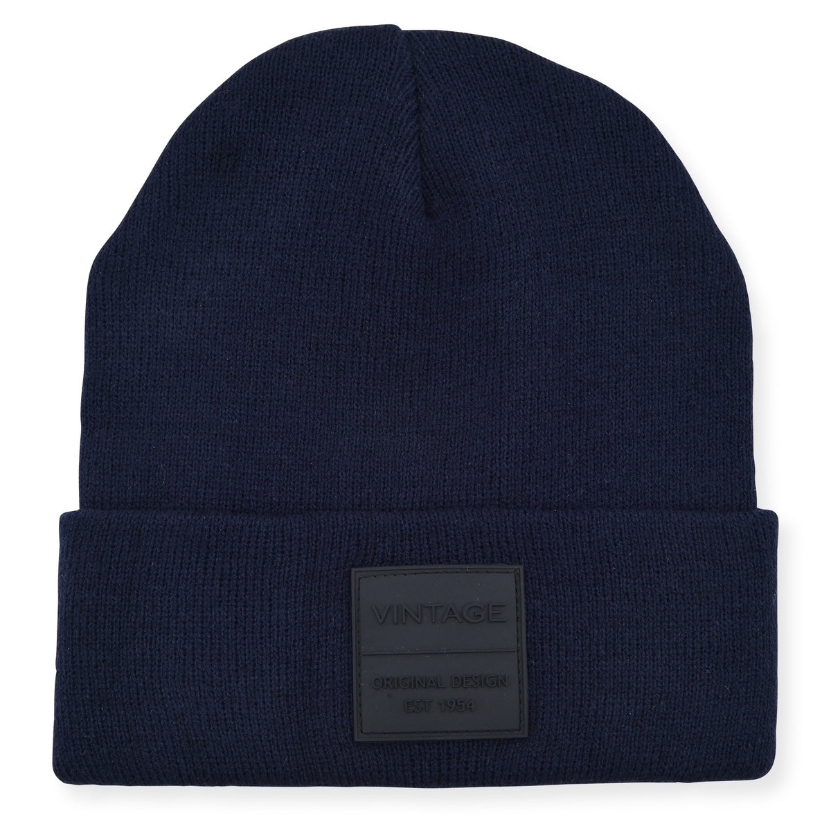  Vintage Havana Vintage Havana Navy Beanie for Women & Men | Thick Cuffed Knitted Winter Hat Beanies Unisex Skull Caps| Vintage Logo Patch - Default Title - Bonton