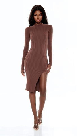 Ribbed Knit Midi Sweater Dress