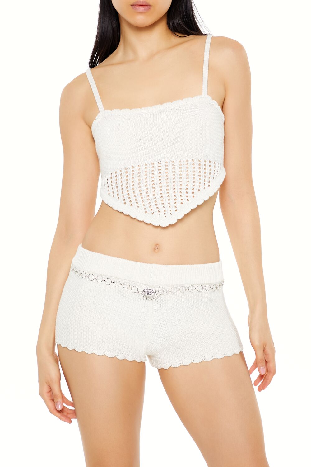  Forever 21 Cropped Crochet Cami - cream - Bonton