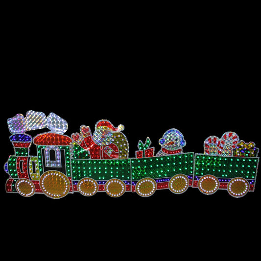 4-Piece Holographic LED Lighted Motion Train Set Outdoor Christmas Decoration - 35"