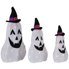 LED Jack O' Lantern Ghosts Outdoor Halloween Decorations - 23.5" - Set of 3