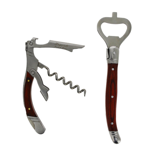 Laguiole Bottle Opener Bar Set With Pakkawood Handles, 2 Piece